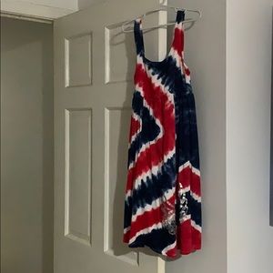 Red white blue tye dye long sun dress size 12